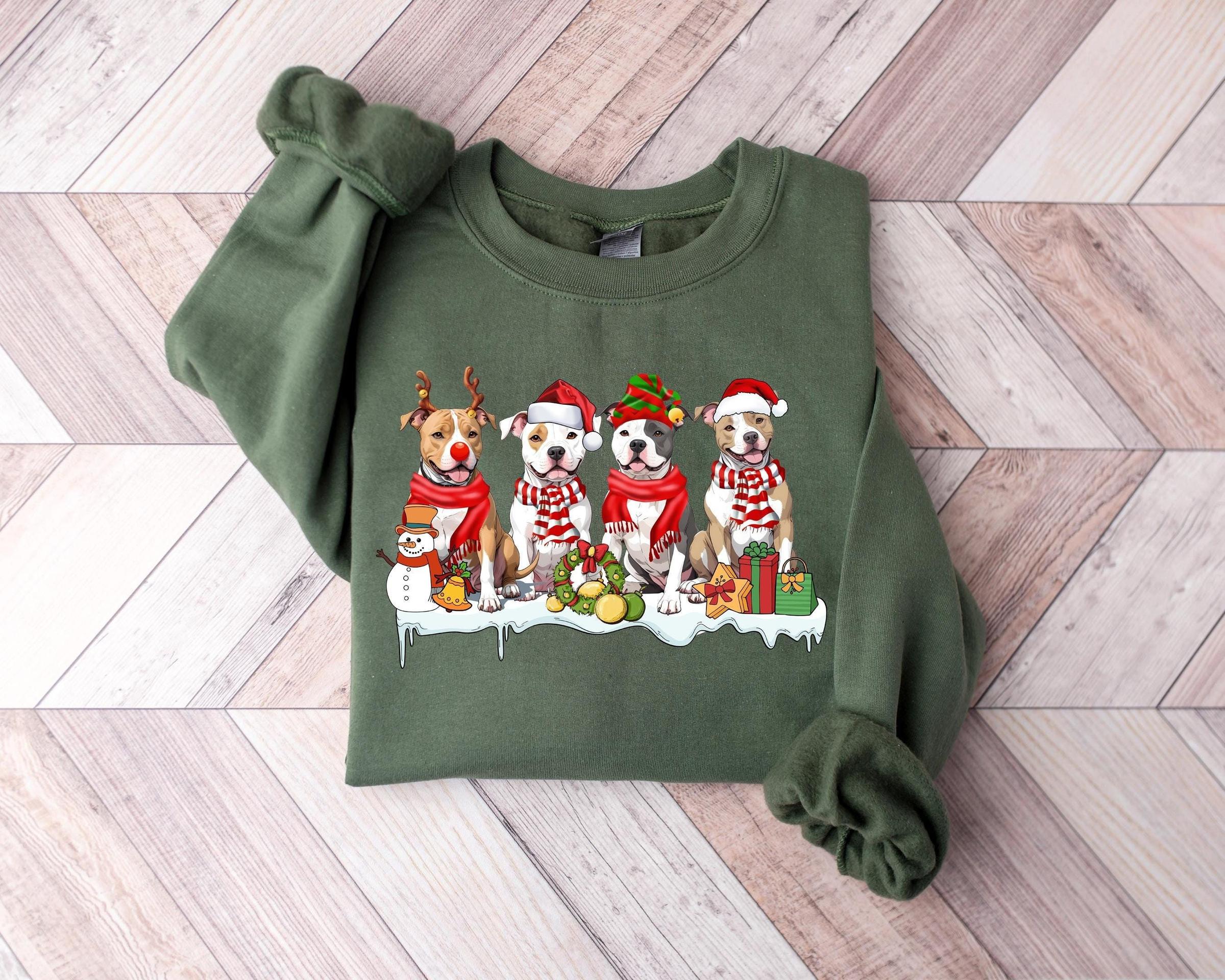 Christmas Dog Sweatshirt Pitbull Christmas Shirt Dog Owner Christmas Gift Pitbull Dog Gift